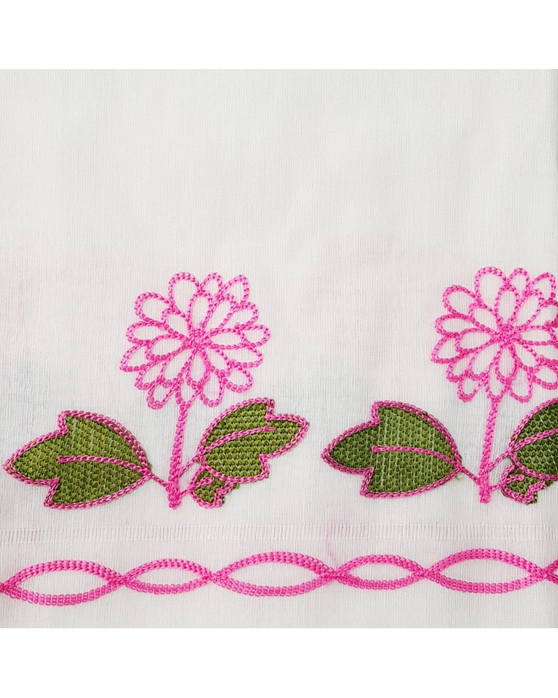 Cortina Cocina Bordado Holanda Pack 2 con la mejor oferta Color Fucsia