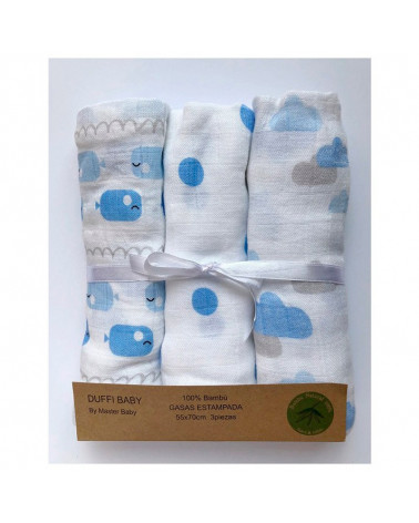 Pack de 3 Muselinas Bambú Nubes