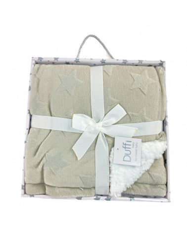 Mantita Sherpa Viaje Estrellitas gris pardo