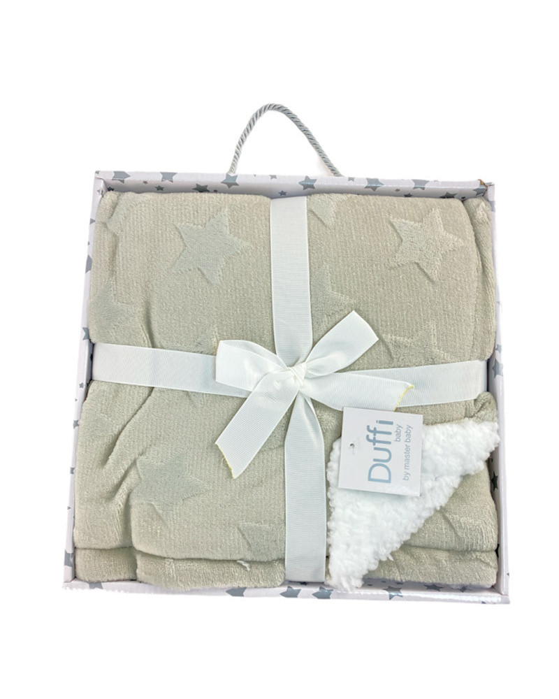 Mantita Sherpa Viaje Estrellitas gris pardo