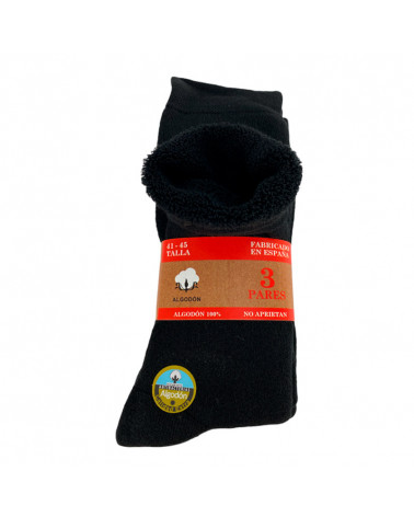 Calcetín Térmico Hombre Algodón Antipresión Pack 3 negro