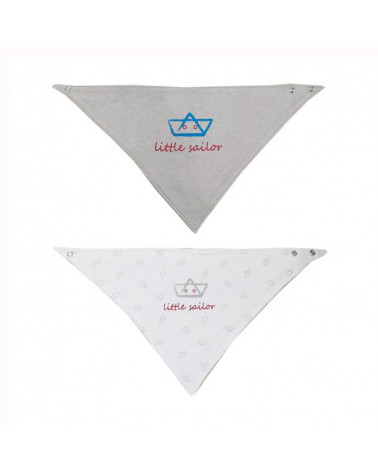 Pack de 2 Baberos Cow Boy Impermeables Barcos gris