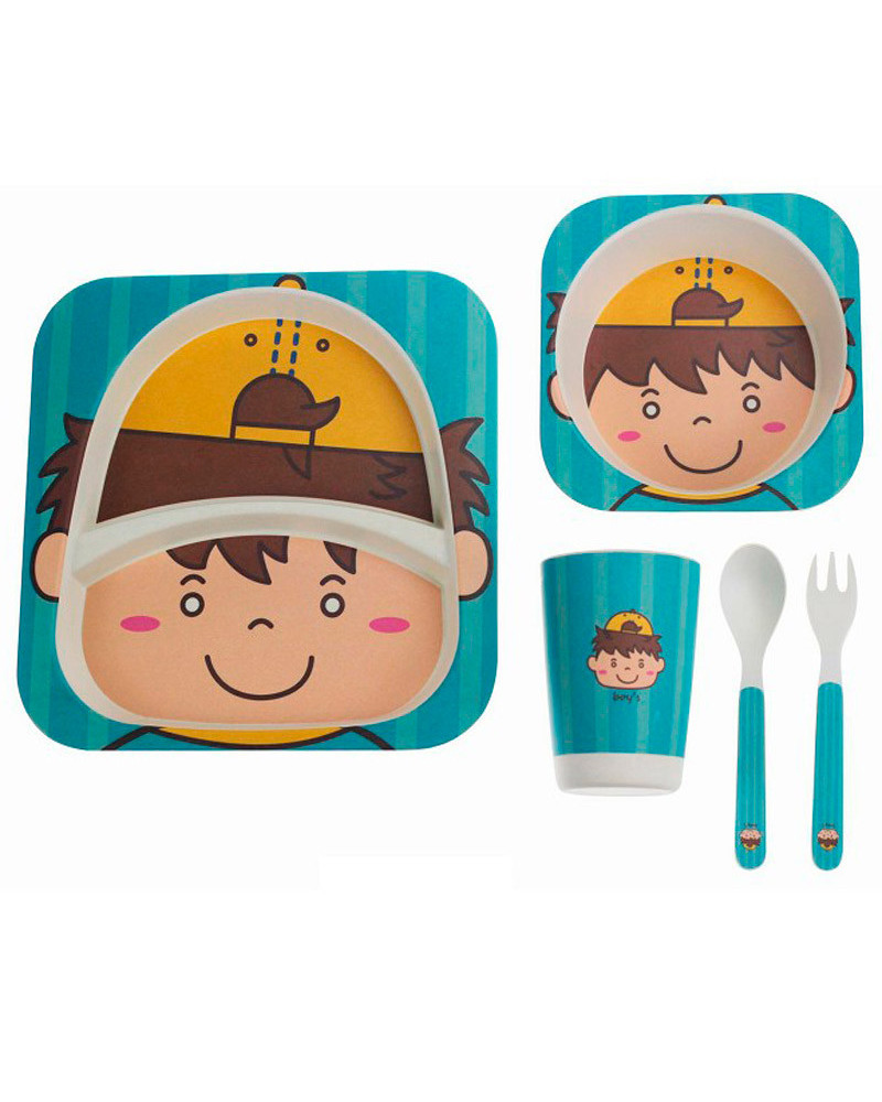 Set 5 Piezas Vajilla Bambú Biodegradable Chico a precio barato