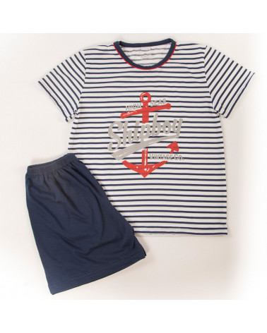 Pijama Algodón Niño Verano Ancla azul