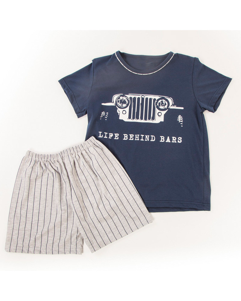 Pijama Algodón Niño Verano Car azul