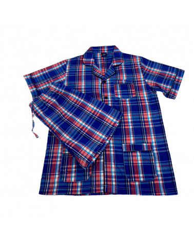 Pijama Verano Tela Caballero Abierto Corto Raul azul