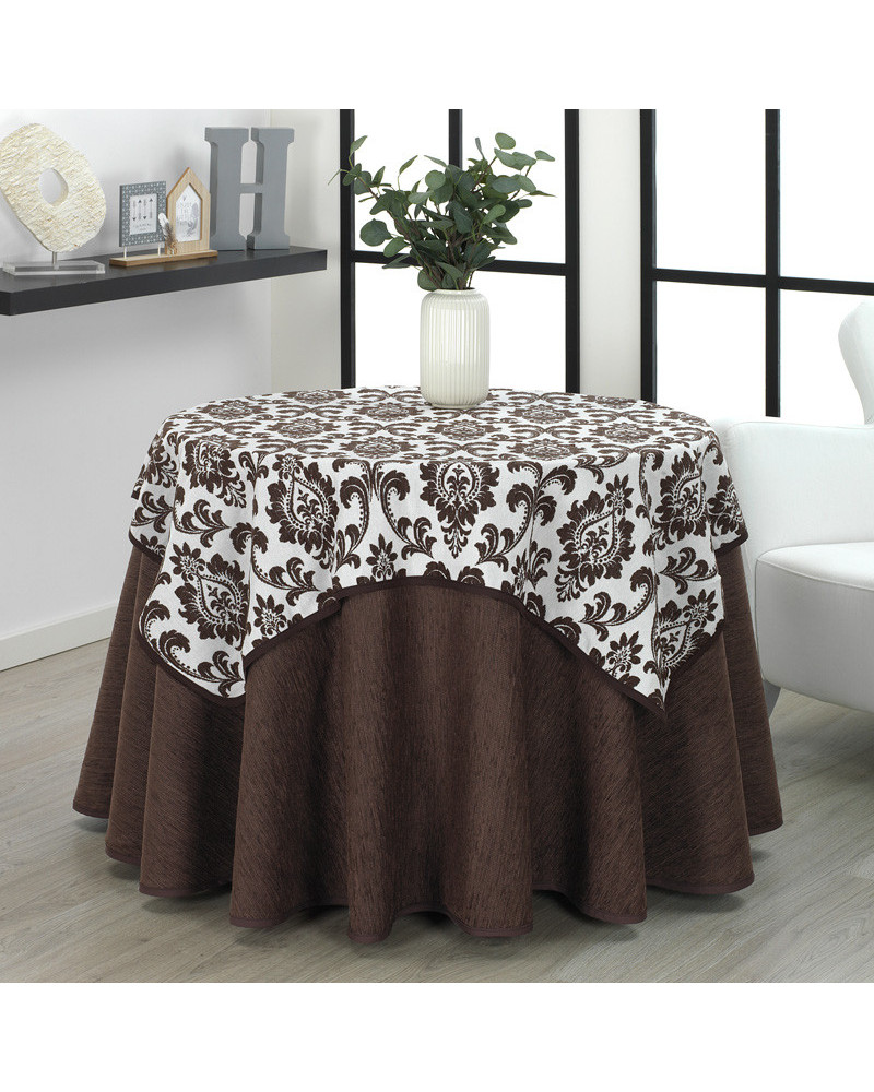 Falda Camilla Redonda Kevin Jacquard + Tapete  chocolate