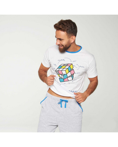 Pijama Hombre Algodón Verano Cubo de Rubik MuyDemi gris
