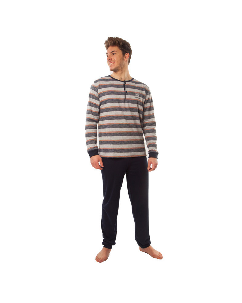 Pijama Invierno Caballero Algodón Perchado Saul marino