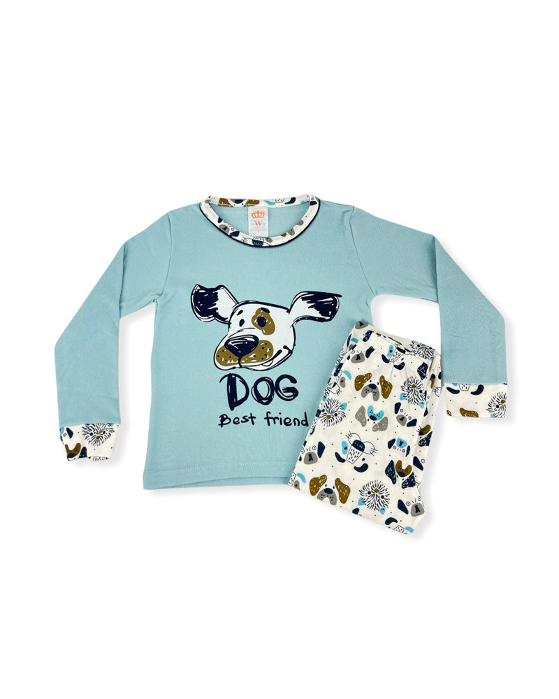 Pijama Invierno Barato Algodón Niña Dog turquesa