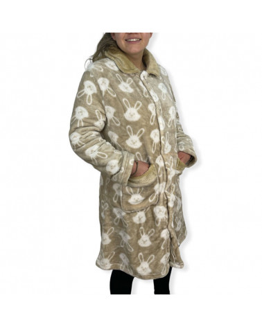 Albornoz Mujer Bata Invierno Mujer Coralina Don Algodu00f3n Polar