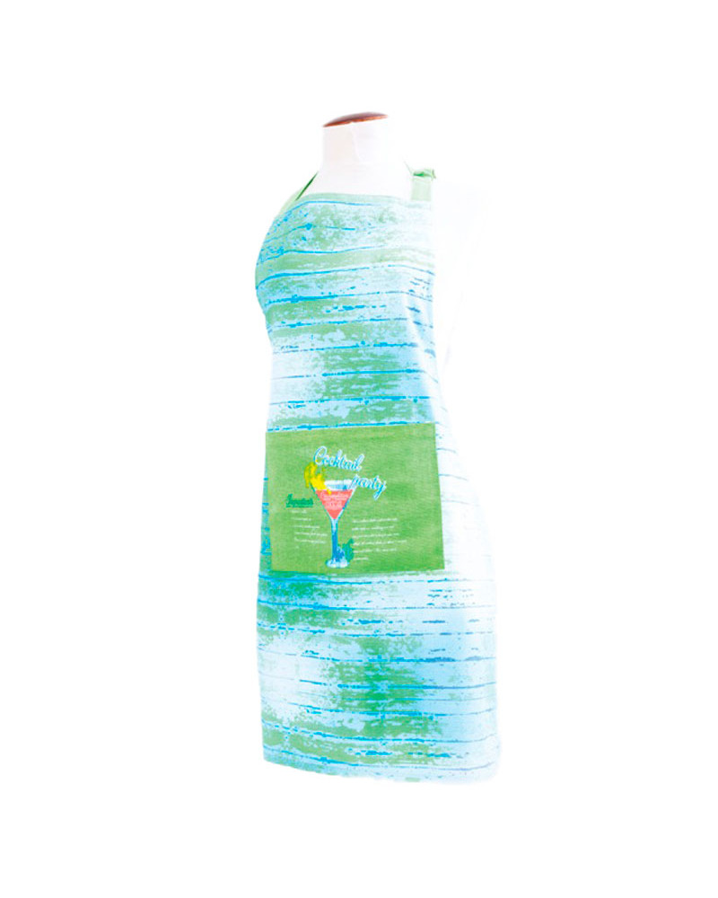 Delantal Tela Estampado Digital Coctel  azul