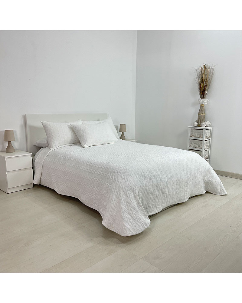 Colcha Piqué Alquezar Blanco | Tamaño 200x260 Cm (Cama De 105) | Algodón Y Poliéster | Ligera Y Transpirable Para Todas Las Estaciones