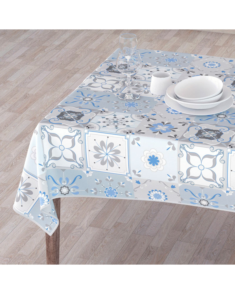Mantel Tela Antimanchas Estampado Casares azul