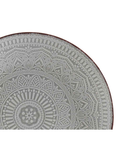 Plato Gres Relieve Jaén gris