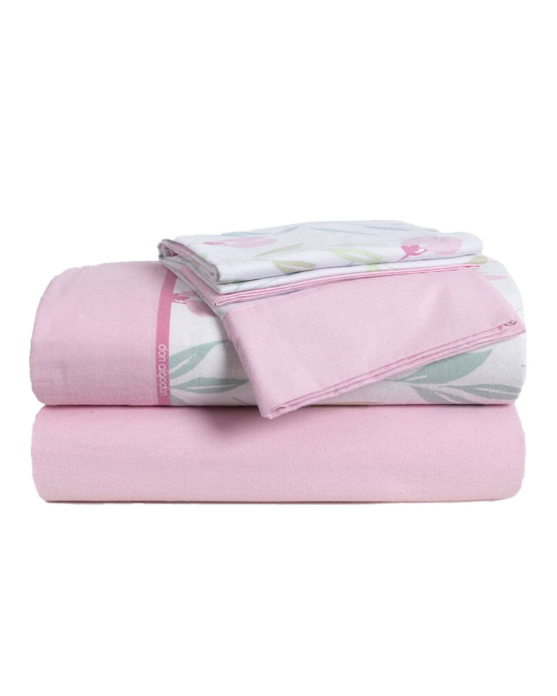 Juego Sábanas Sabela Franela Don Algodón rosa
