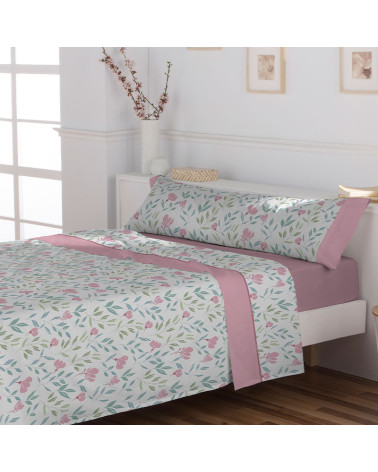 Juego Sábanas Sabela Franela Don Algodón rosa