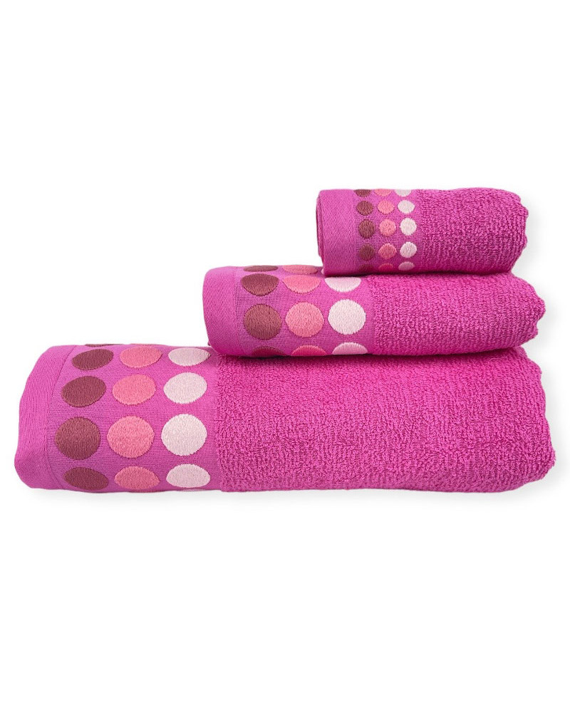 Juego Toallas 3 Piezas 350 gr/m2 Madrid 100% Algodón fucsia