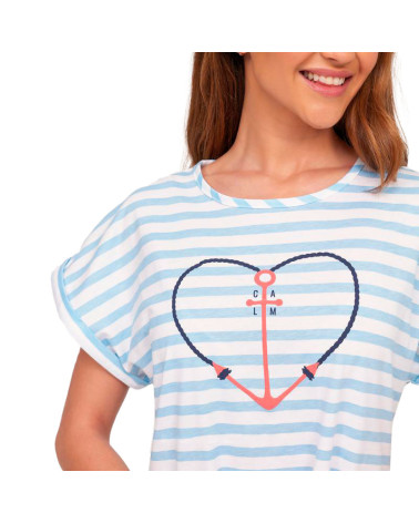 Camisón Verano Mujer Estampado Corazón MuyDemi azul