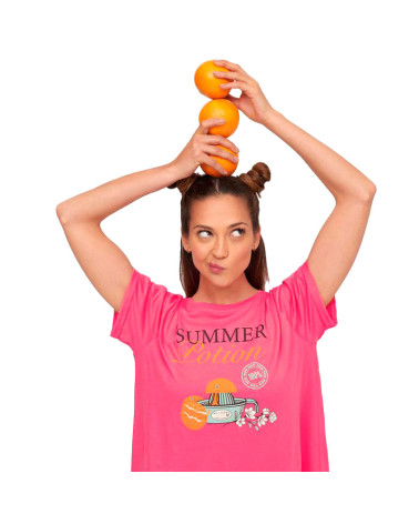 Camisón Verano Mujer Estampado Exprimidor MuyDemi fucsia