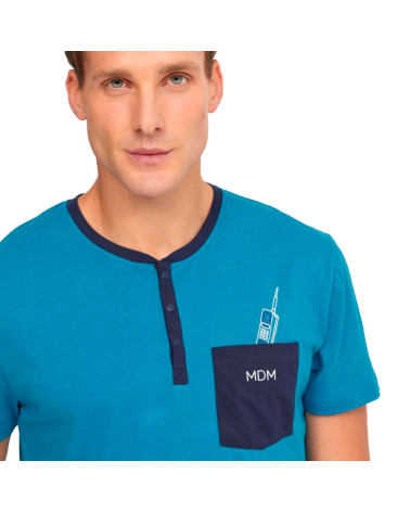 Pijama Hombre Algodón Iphone Verano MuyDemi azul