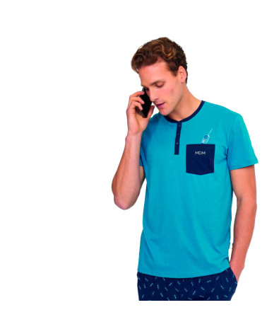Pijama Hombre Algodón Iphone Verano MuyDemi azul