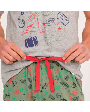 Pijama Hombre Algodón Travel Verano MuyDemi gris