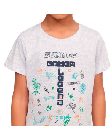 Pijama Niño Algodón Verano Game MuyDemi gris