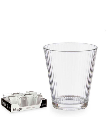 Juego 12 Vasos Cristal Rayas 375 Ml barato