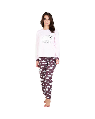 Pijama Invierno Perchado Señora Ositos rosa