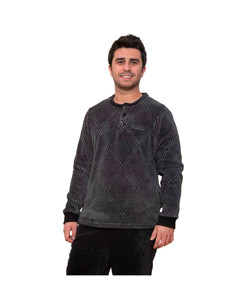 Pijama Invierno Hombre Coralina Rombo barato