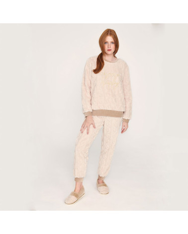 Pijama Mujer Invierno MuyDeMi Sedalina Happy beige