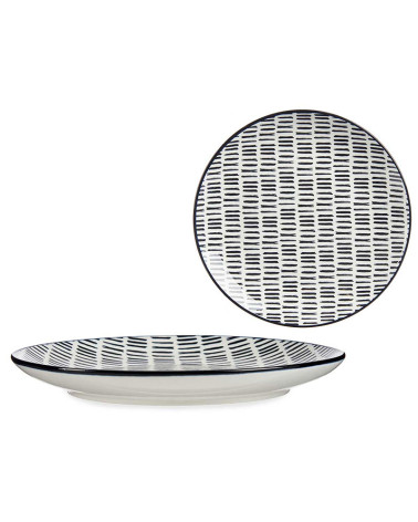 Plato Porcelana Líneas postre negro