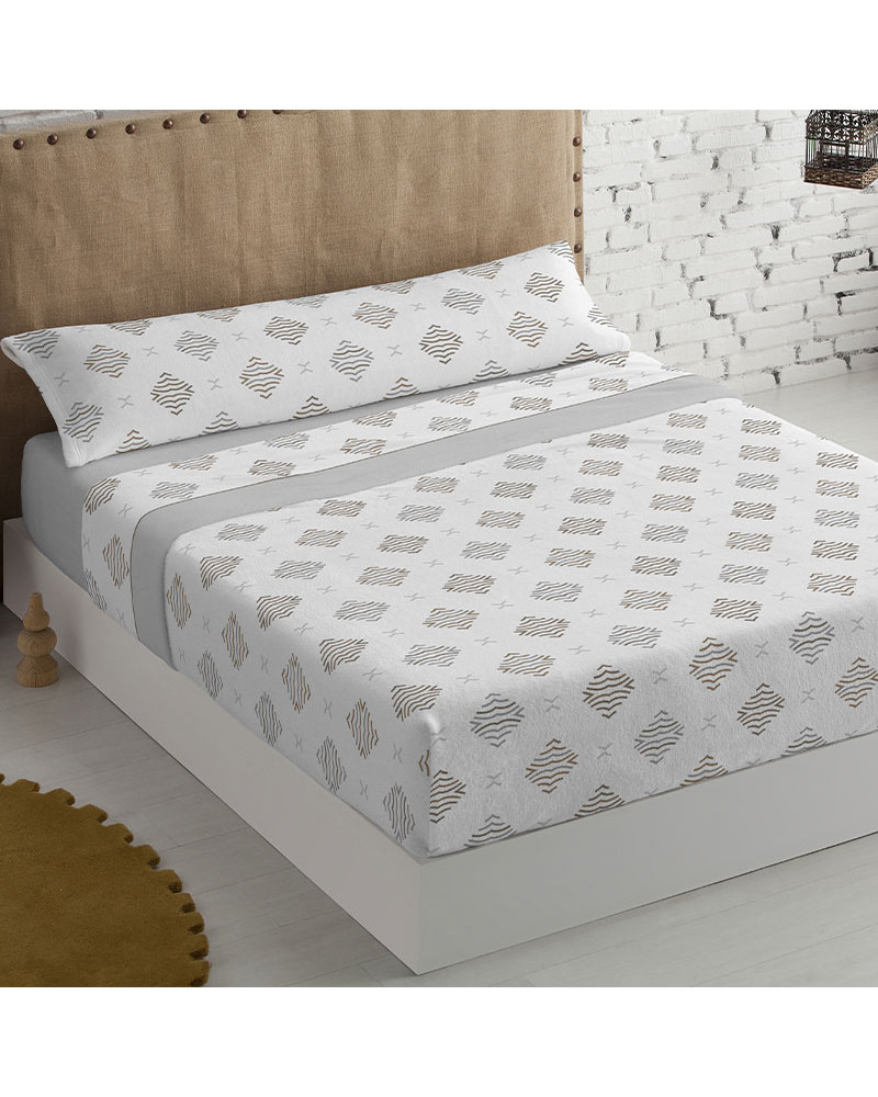 Juego Sábanas Invierno 3/4 piezas Coralina Geo gris