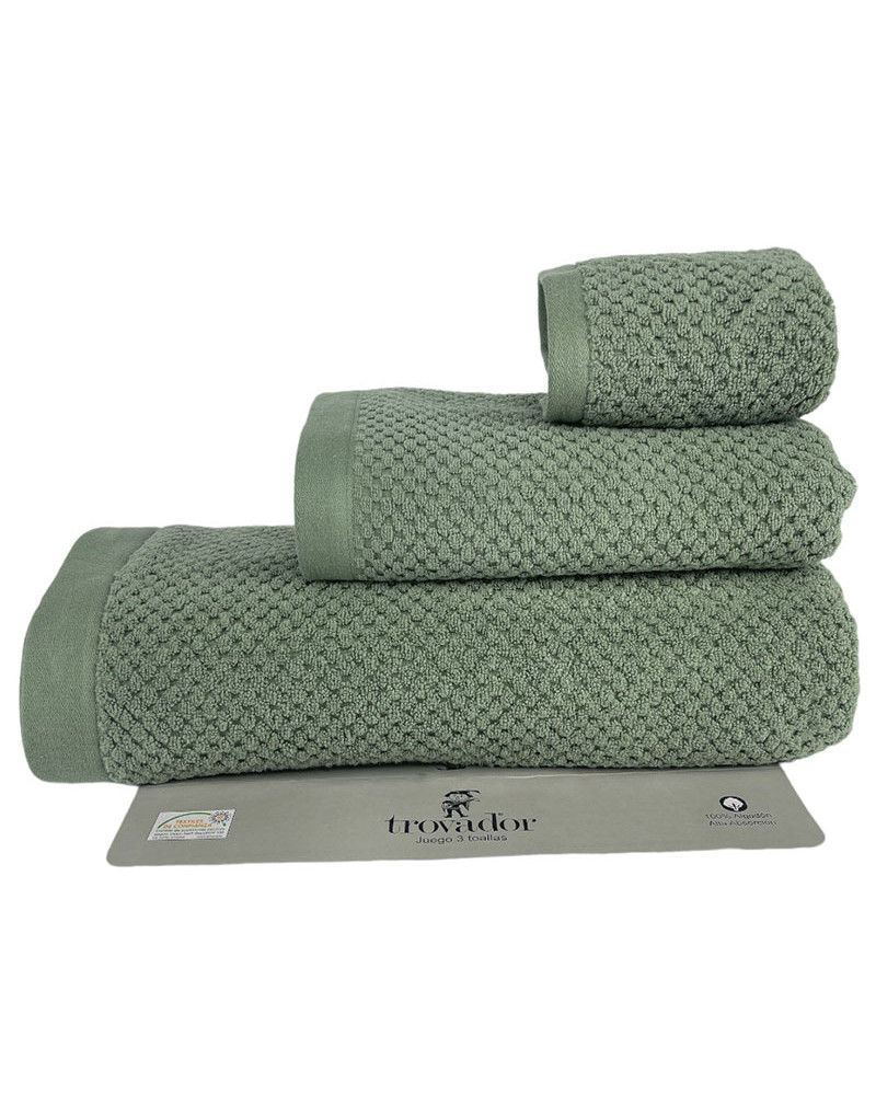 Juego Toalla Rizo 3p Algodón 560 gr Onyx Trovador verde