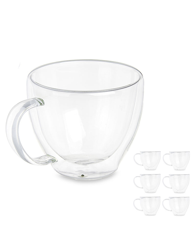 Juego 6 Tazas Café Cristal 140 Ml  a precio barato