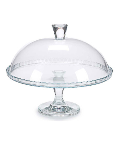 Tartera de cristal con pie y tapa 32 cm elegante a precio barato