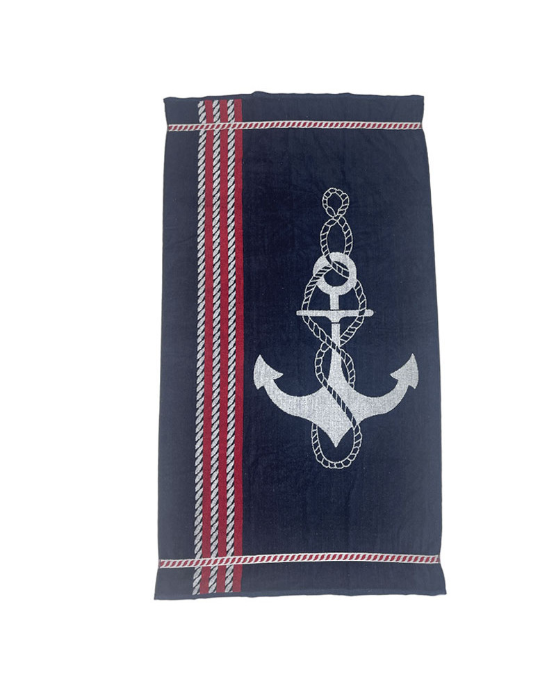 Toalla Playa o Piscina Barata 100 Algodón Egipcio Anclas Color Azul