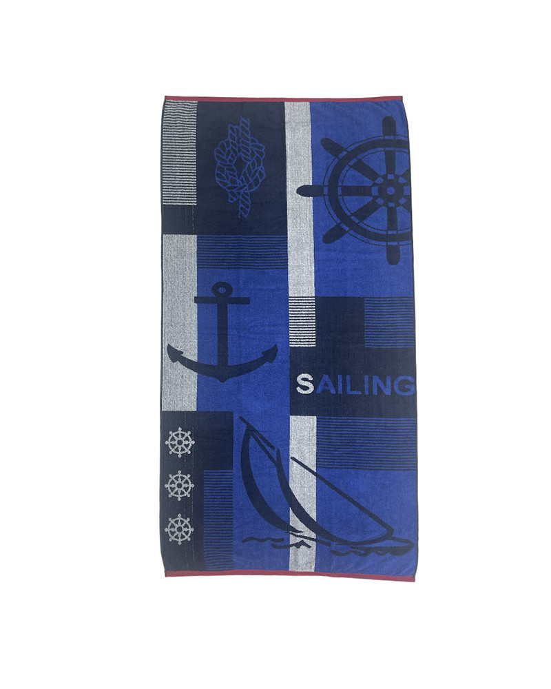 Toalla Playa o Piscina Barata 100 Algodón Egipcio Sailing Color Azul