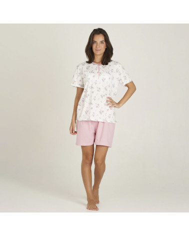Pijama Verano Algodón Señora Estampado Flor a precio barato