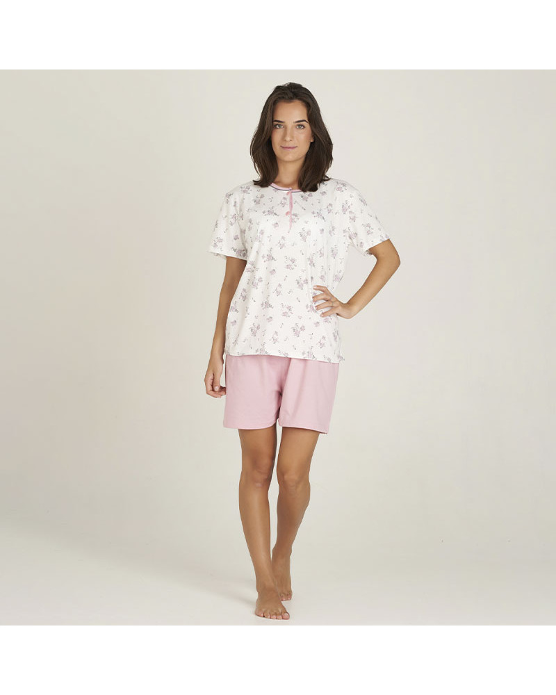 Pijama Verano Algodón Señora Estampado Flor a precio barato
