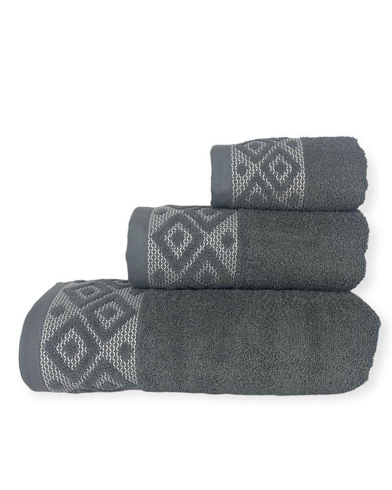 Juego Toallas 3 Piezas 520 gr/m2 Chique 100% Algodón Peinado gris oscuro