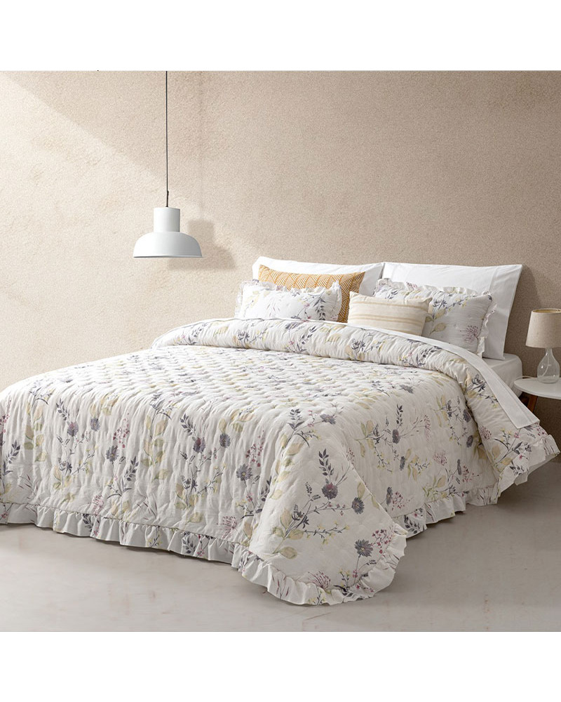 Colcha Volante Lavada Estampada + funda de cojín a precio barato