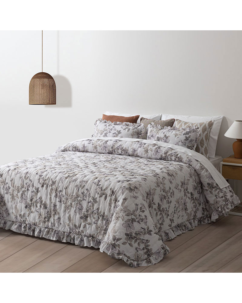 Colcha Volante Lavada Estampada Maria + funda de cojín a precio barato