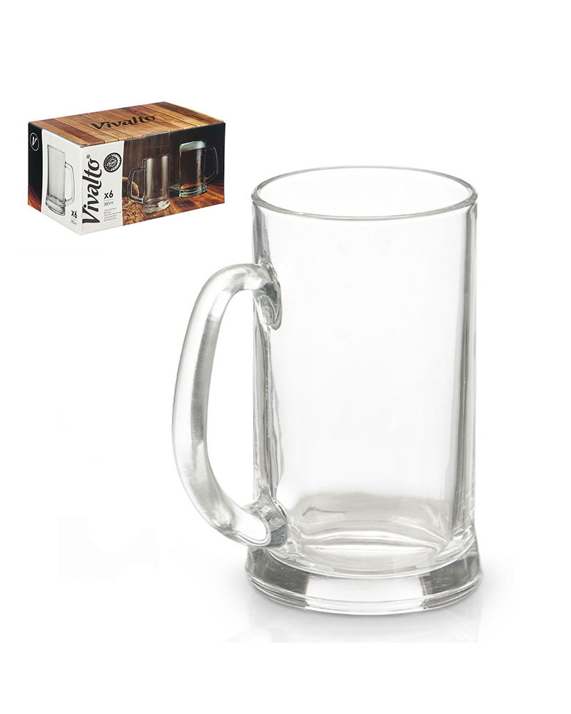 Juego 6 Jarras Cerveza Cristal 380 Ml a precio barato