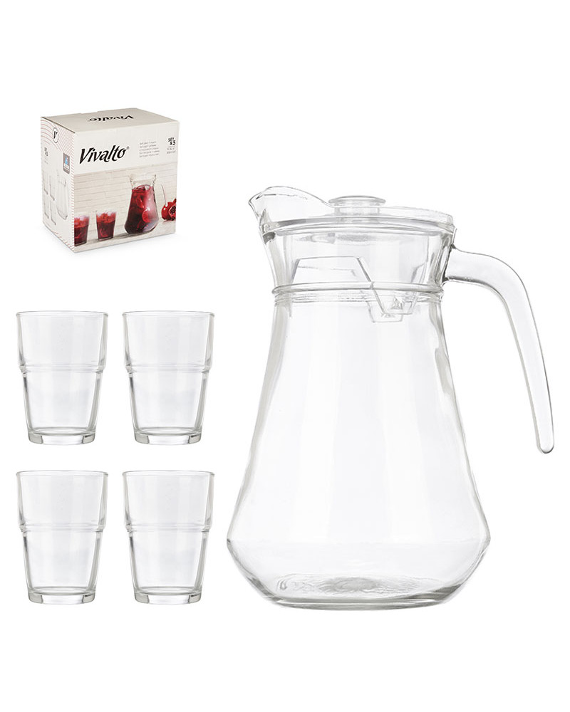 Juego 1 Jarra Cristal 1,3 Lt  + 4 Vasos 270 Mla precio barato