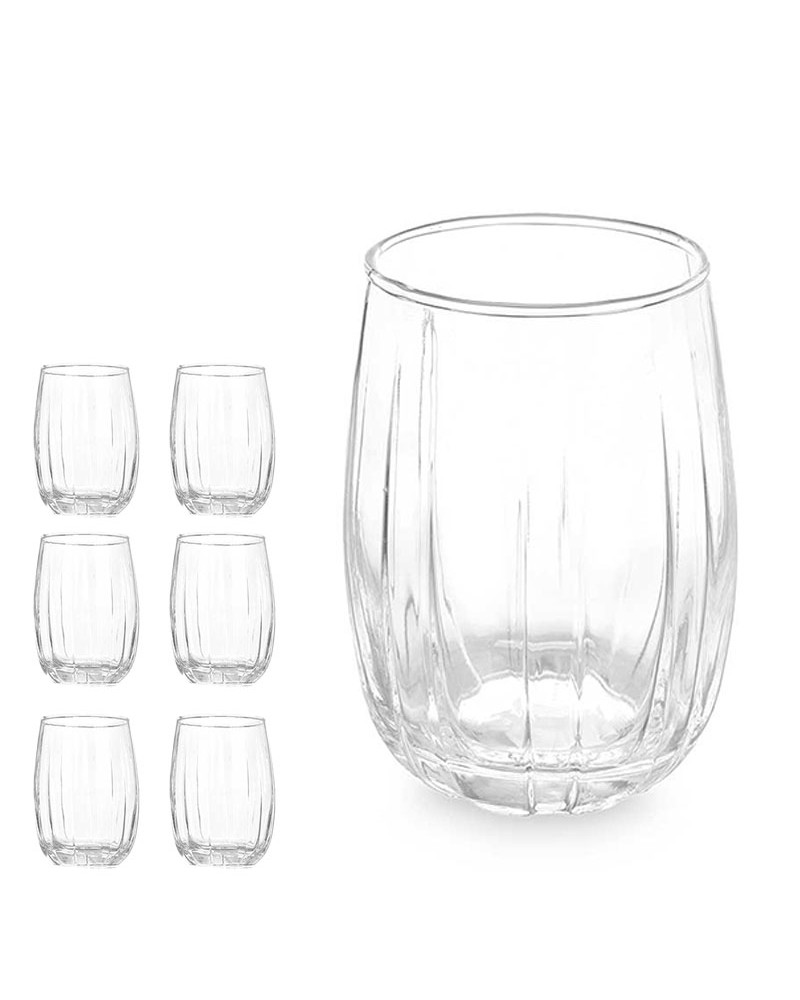 Juego 6 Vasos Cristal Agua Rayas 380 Ml a precio barato