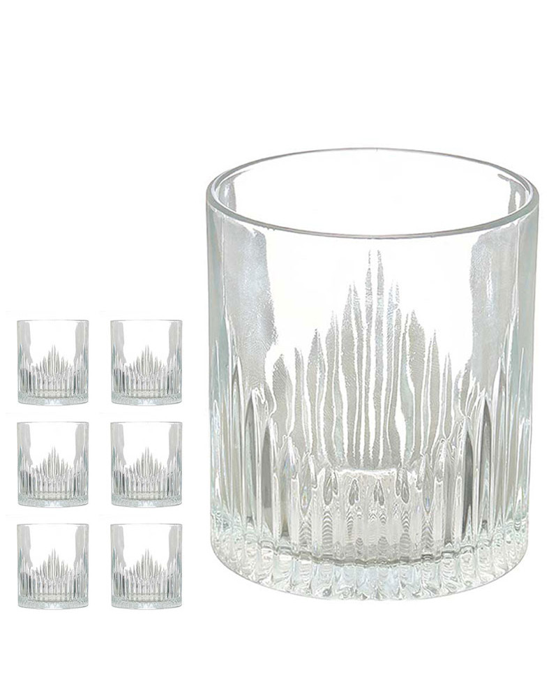 Juego 6 Vasos Whisky Rayas Resistente 330 Ml a precio barato