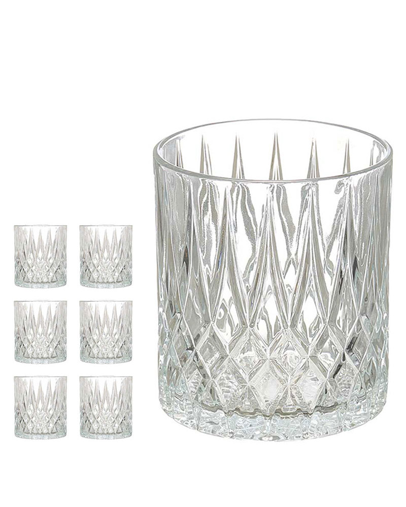 Juego 6 Vasos Whisky Rombos Resistente 330 Ml a precio barato