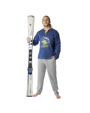 Pijama Invierno Caballero Punto Milano Perchado Sky a precio barato